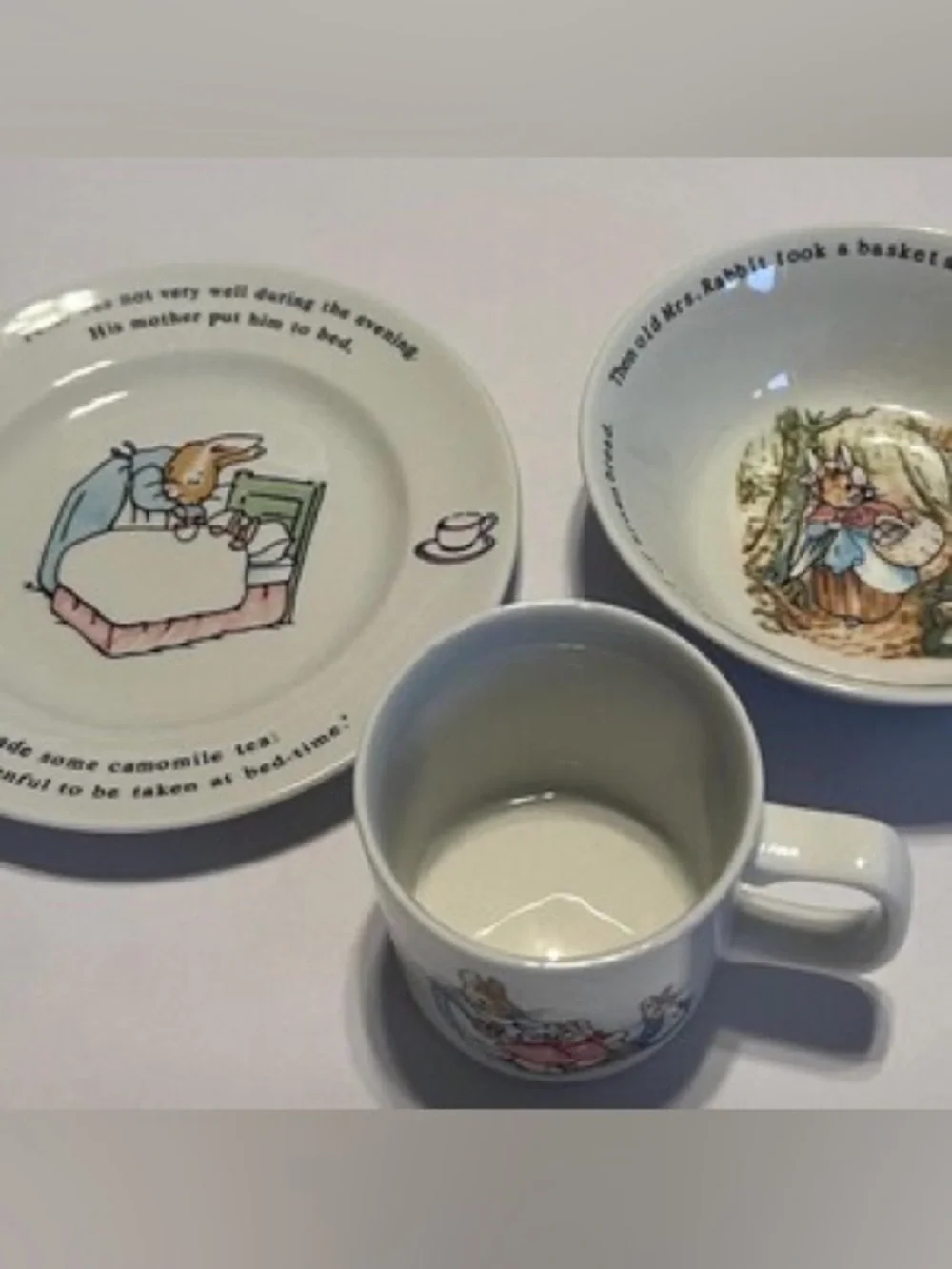 Vintage Wedgewood Peter Rabbit 3 Piece Dish Set